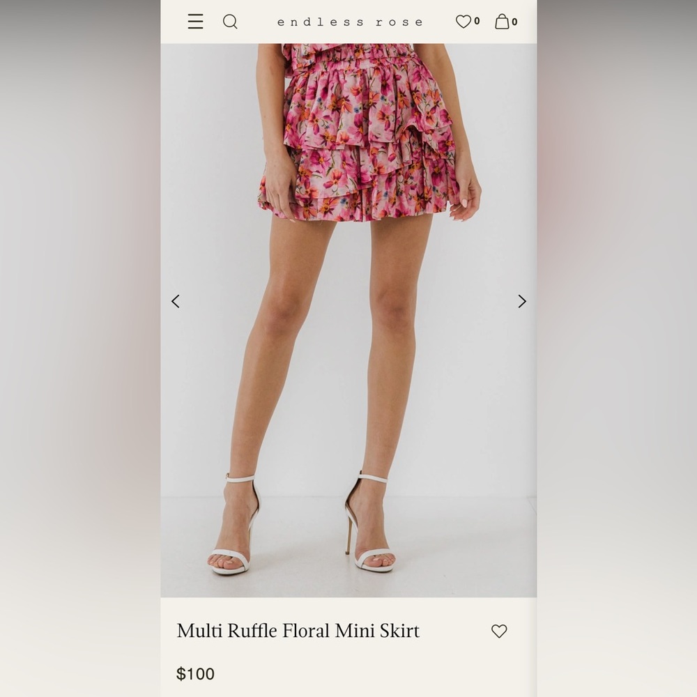 Multi Ruffle Floral Mini Skirt